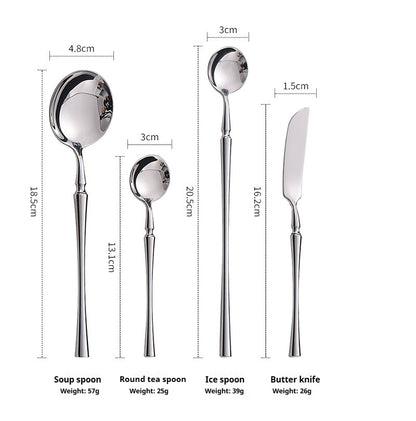 2024 New Products 304 SUS Wedding Spoons Fork Knife Mirror Luxury Flatware Set Silverware