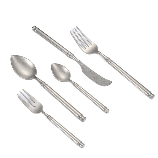 High Quality Stainless Steel Flatware Vintage Matte Silver Color Royal Cutlery Set