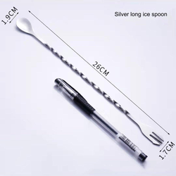 High Quality Stainless Steel Barware Tools Long Handle Twist-Cocktail Bar Spoon for Bartending Gift