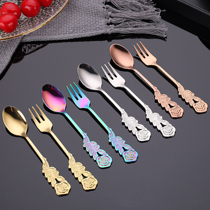 Wholesale Cutlery gift Set Gold Plated Metal Spoon Fork Set Stainless Steel Flatware Sets for Restaurant Hotel