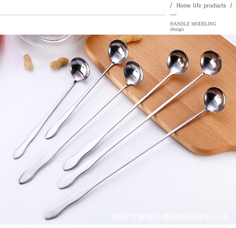 Stainless steel long handle stirring spoon ice spoon for soft drink or honey