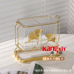 Advanced creative Ginkgo leaf pattern Cutlery rectangular chopstick holder with drain tray for kitchen  Storage Rack