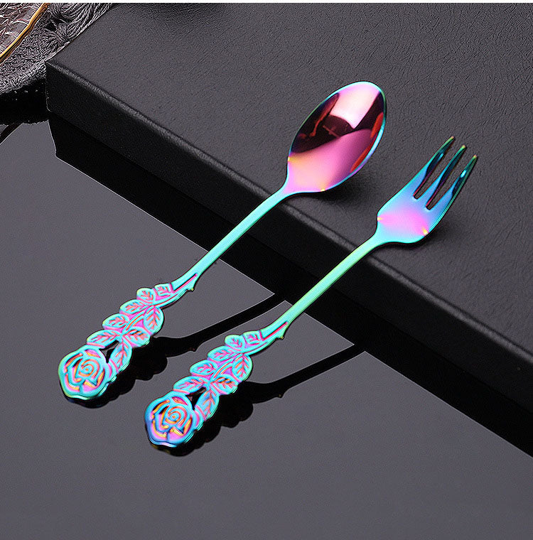 Simple Cutlery Spoon Fork Set Mirror Polishing Rose 304 Stainless Steel Cutlery Sets For Home Restaurant Coffee