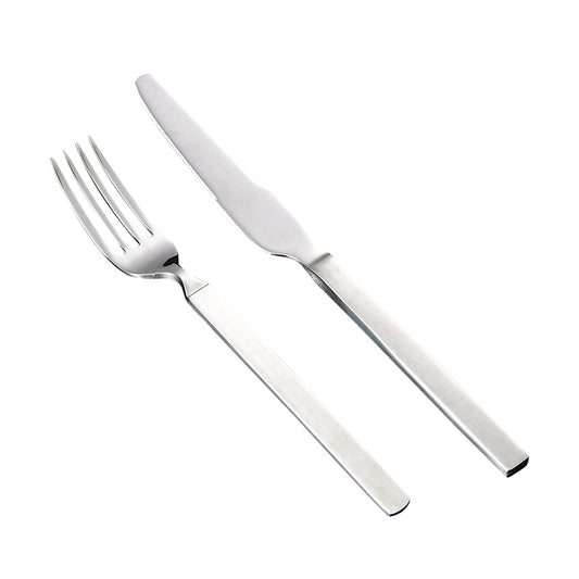 high quality 304 stainless steel European square handle thickened western tableware steak knife and fork set sweet