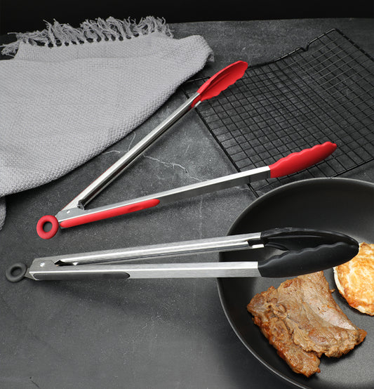 Stainless Steel Handle Silicon Steak Clip Food Tongs