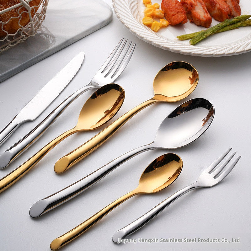 German high-end 304 stainless steel tableware set with inclined handles