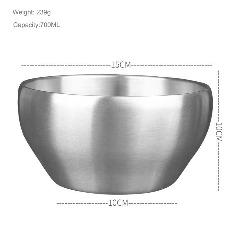 Polished 304 Stainless Steel Bowls Double-Walled Rice Soup Bowl Lid Stackable Serving Sustainable Bowl Salad Fruit Snack Cereal