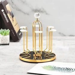 Household Japanese-style advanced rotatable cup holder deer head drain cup holder light luxury cup holder iron tableware storage