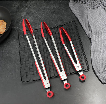 Stainless Steel Handle Silicon Steak Clip Food Tongs