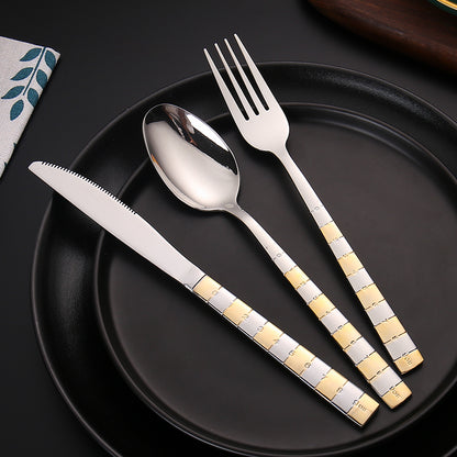 stainless steel gold plating handle tableware set cutlery set kitchen accessories