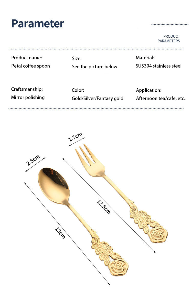 Elegant party wedding gold cutlery set hotel spoon fork set stainless steel tableware silverware coffee spoon Wholesale