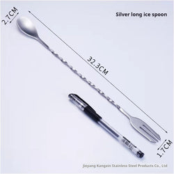 Professional high quality stainless steel Long Bar Spoon double ends available with fork