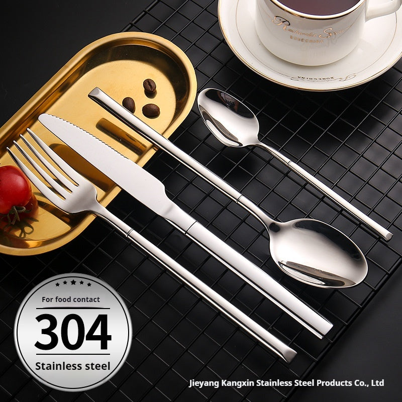 304 Utensis Mirror Polish Piece Flatware 4pcs Knife Fork and Spoon Gold Plated Silver Stainless Steel Low MOQ Elegant Camping