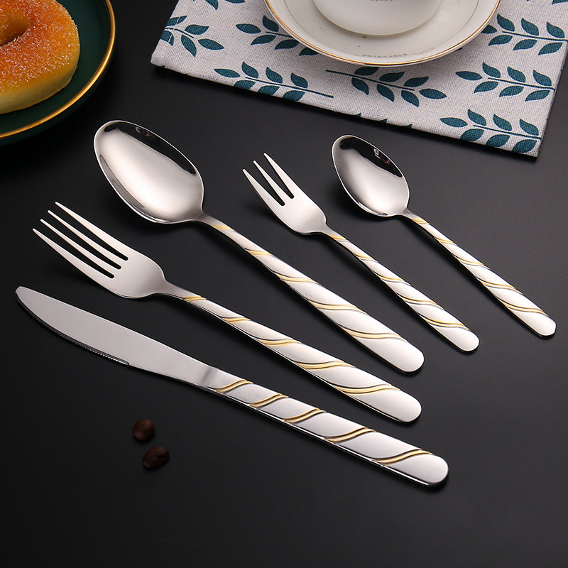 stainless steel gold plating handle tableware set cutlery set kitchen accessories