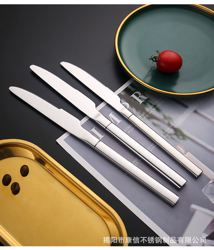 304 Utensis Mirror Polish Piece Flatware 4pcs Knife Fork and Spoon Gold Plated Silver Stainless Steel Low MOQ Elegant Camping