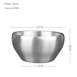 Polished 304 Stainless Steel Bowls Double-Walled Rice Soup Bowl Lid Stackable Serving Sustainable Bowl Salad Fruit Snack Cereal