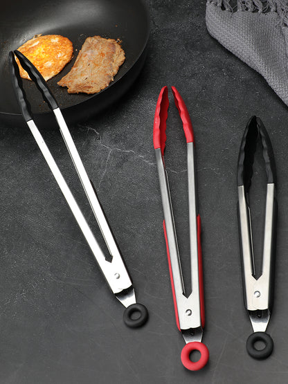 Stainless Steel Handle Silicon Steak Clip Food Tongs