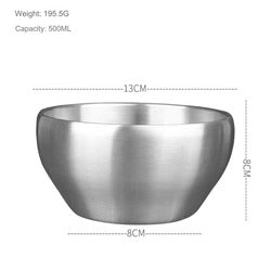 Polished 304 Stainless Steel Bowls Double-Walled Rice Soup Bowl Lid Stackable Serving Sustainable Bowl Salad Fruit Snack Cereal