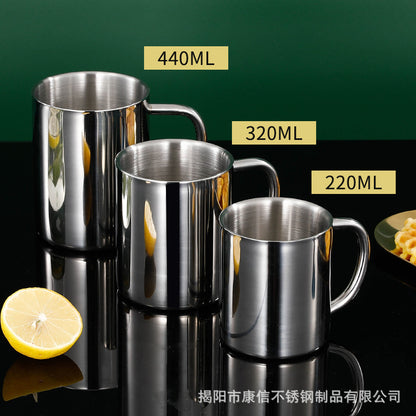 304 Stainless Steel Coffee Beer P With Handle Office Tea Cup With Lid Double Layer Mug