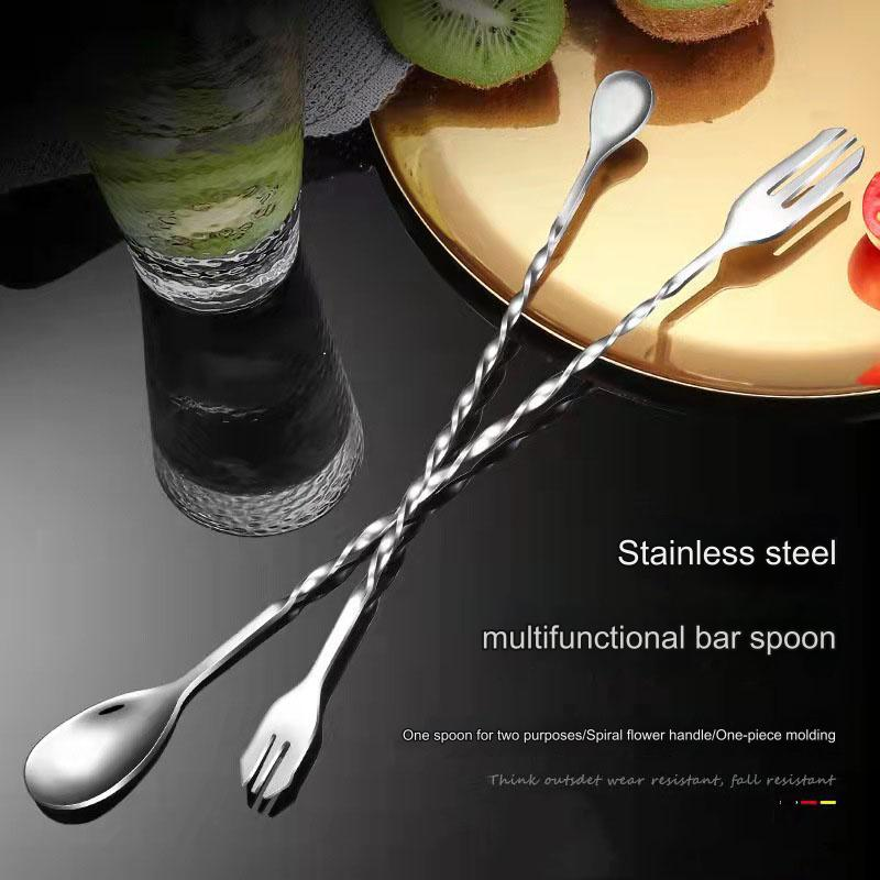 High Quality Stainless Steel Barware Tools Long Handle Twist-Cocktail Bar Spoon for Bartending Gift