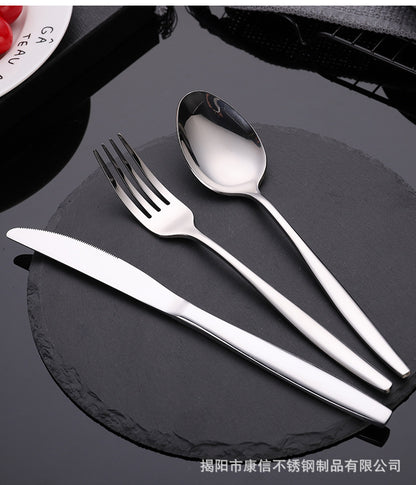 Middle East Wedding Silverware Metal Knife Spoon And Fork Silver Flatware Stainless Steel Restaurant Cutlery Set