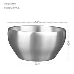 Polished 304 Stainless Steel Bowls Double-Walled Rice Soup Bowl Lid Stackable Serving Sustainable Bowl Salad Fruit Snack Cereal