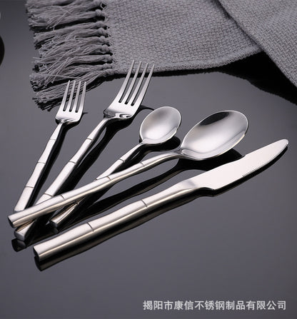 16/20 Piece Bamboo Shape Cutlery Set Stainless Steel Creative Fork Spoon Dinner Knife Flatware Silverware Table Utensils