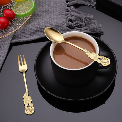 Portuguese Style Small Waist Stainless Steel Fork Spoon Tableware Set Household Dessert Coffee Silverware cutleryset