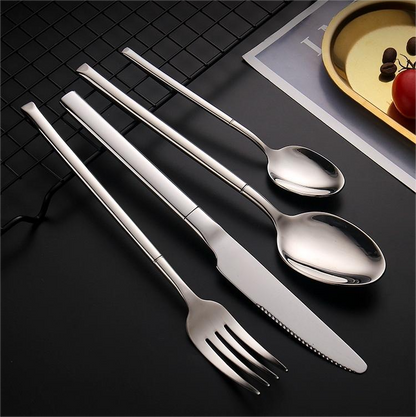 304 Utensis Mirror Polish Piece Flatware 4pcs Knife Fork and Spoon Gold Plated Silver Stainless Steel Low MOQ Elegant Camping