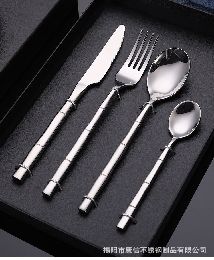 16/20 Piece Bamboo Shape Cutlery Set Stainless Steel Creative Fork Spoon Dinner Knife Flatware Silverware Table Utensils