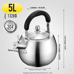 Thick 304 Kettles Customized 4l/5l/6l High Quality Stainless Steel Water Boiler Tea Pot For Induction Stove And Gas Stove