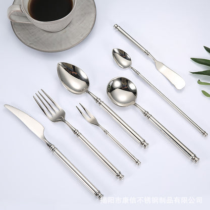 Nordic Home Kitchen Use Antique Flatware Set with Dinner Knife Salad Fork and Dessert Soup Spoon for Luxury Wedding Cutlery