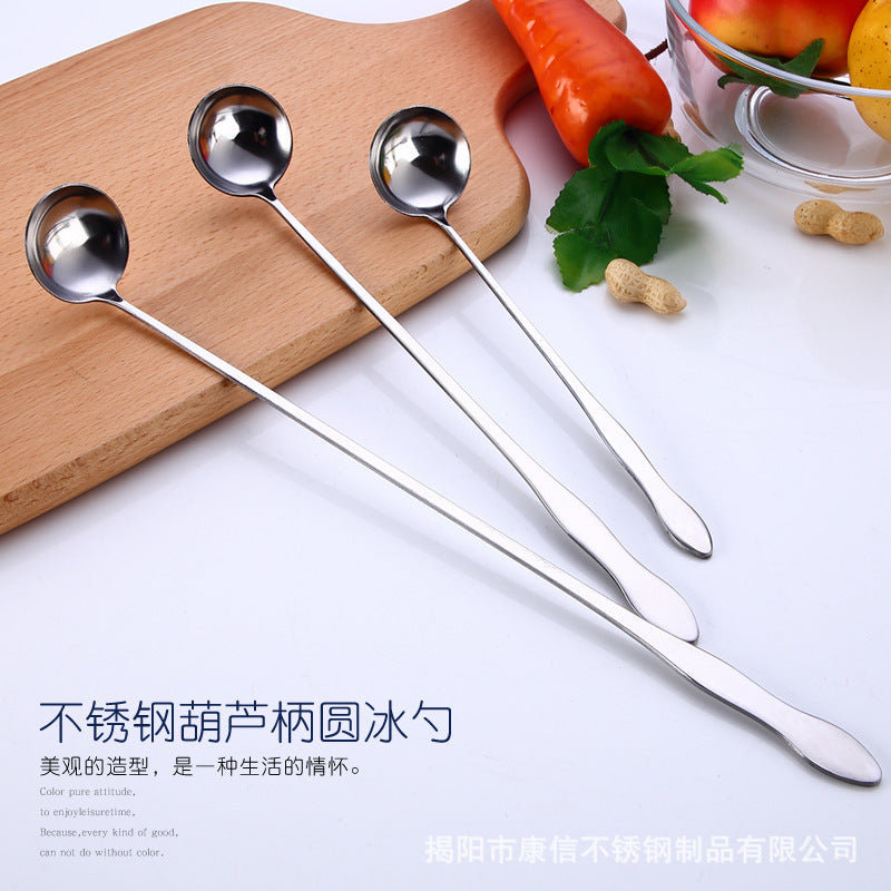 Stainless steel long handle stirring spoon ice spoon for soft drink or honey