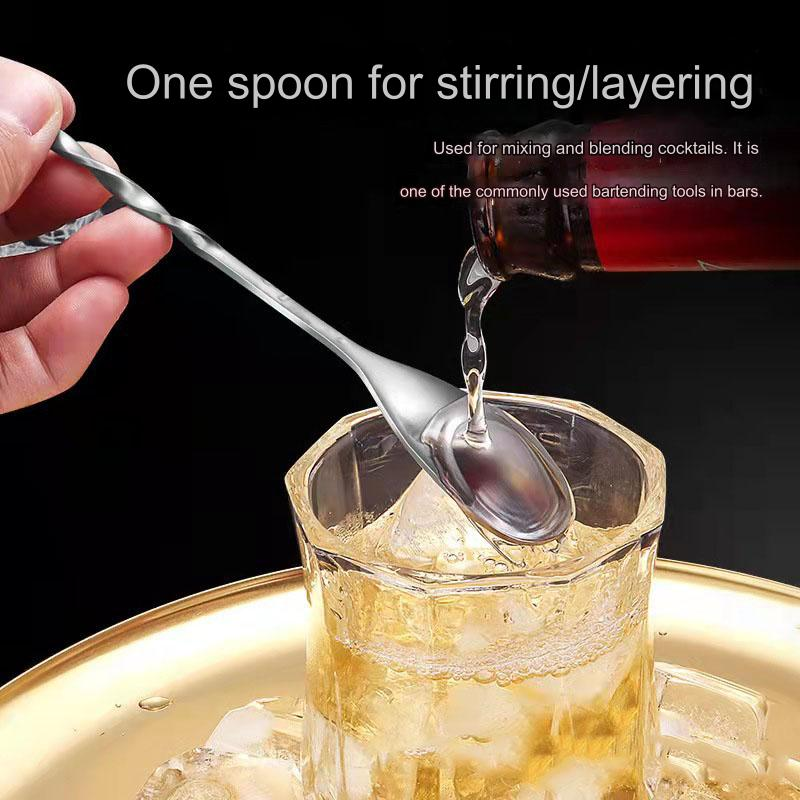 High Quality Stainless Steel Barware Tools Long Handle Twist-Cocktail Bar Spoon for Bartending Gift