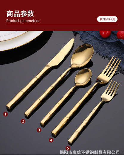 16/20 Piece Bamboo Shape Cutlery Set Stainless Steel Creative Fork Spoon Dinner Knife Flatware Silverware Table Utensils