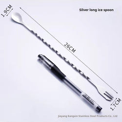 Professional high quality stainless steel Long Bar Spoon double ends available with fork