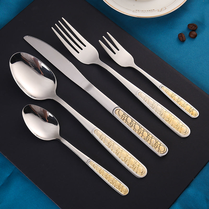 stainless steel gold plating handle tableware set cutlery set kitchen accessories