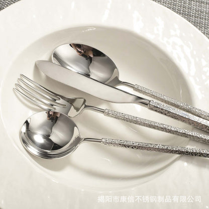 mirror polished high quality 304 stainless steel thick square handle flatware set