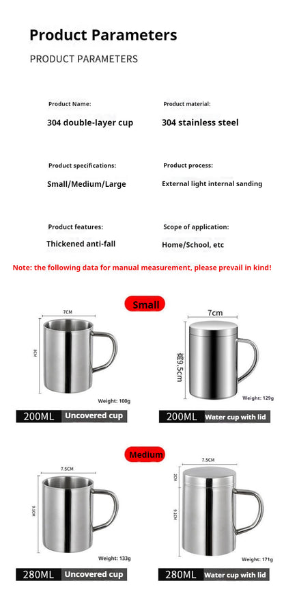 Factory Direct Sales 304 Stainless Steel Water Beer Cup Cold Drink Restaurant Bar Silver Mug Custom Logo