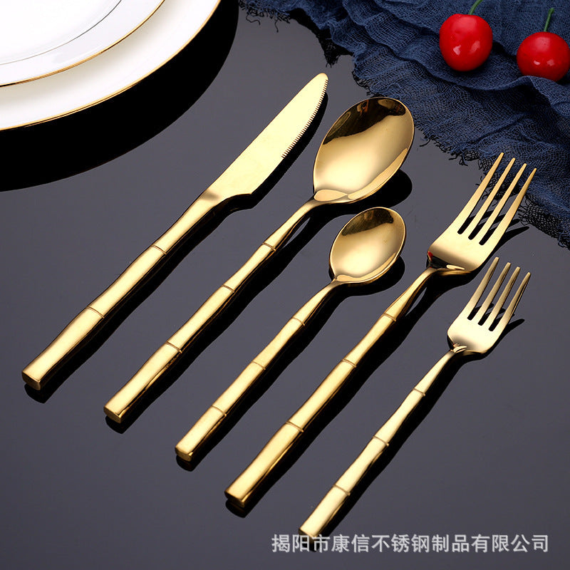 16/20 Piece Bamboo Shape Cutlery Set Stainless Steel Creative Fork Spoon Dinner Knife Flatware Silverware Table Utensils