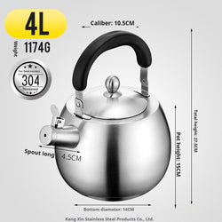 Thick 304 Kettles Customized 4l/5l/6l High Quality Stainless Steel Water Boiler Tea Pot For Induction Stove And Gas Stove