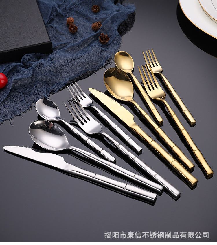 16/20 Piece Bamboo Shape Cutlery Set Stainless Steel Creative Fork Spoon Dinner Knife Flatware Silverware Table Utensils