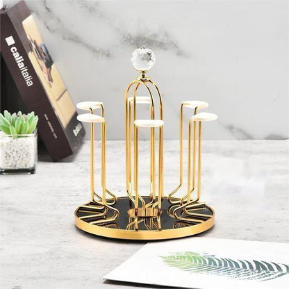 Household Japanese-style advanced rotatable cup holder deer head drain cup holder light luxury cup holder iron tableware storage