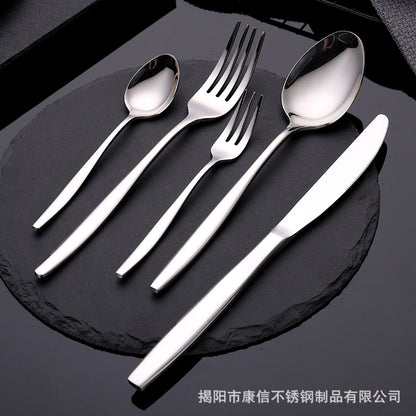 Middle East Wedding Silverware Metal Knife Spoon And Fork Silver Flatware Stainless Steel Restaurant Cutlery Set