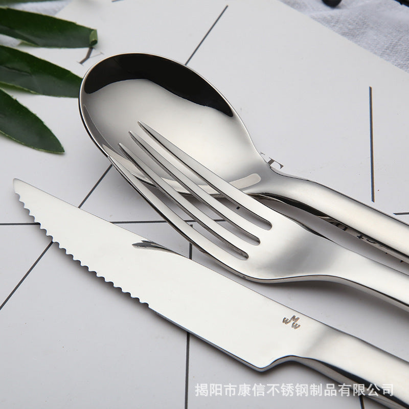 Thick Handle Flatware Stainless Steel Luxury Restaurant Cutlery Sets