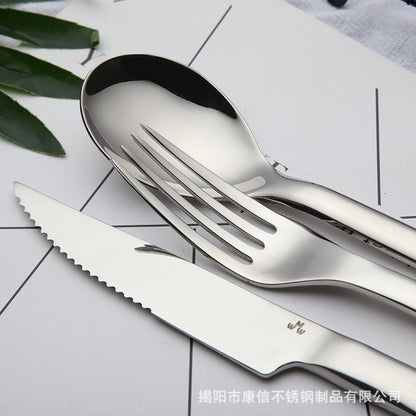 Thick Handle Flatware Stainless Steel Luxury Restaurant Cutlery Sets