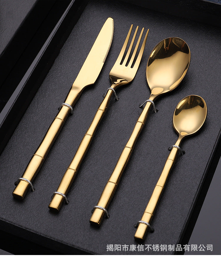 16/20 Piece Bamboo Shape Cutlery Set Stainless Steel Creative Fork Spoon Dinner Knife Flatware Silverware Table Utensils