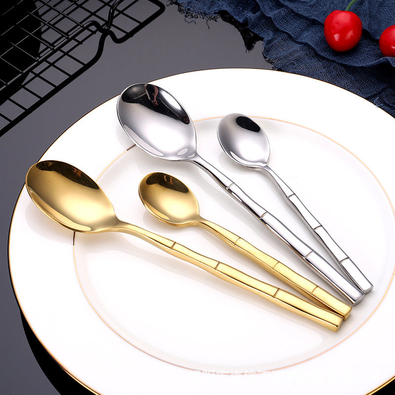 16/20 Piece Bamboo Shape Cutlery Set Stainless Steel Creative Fork Spoon Dinner Knife Flatware Silverware Table Utensils