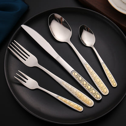 stainless steel gold plating handle tableware set cutlery set kitchen accessories