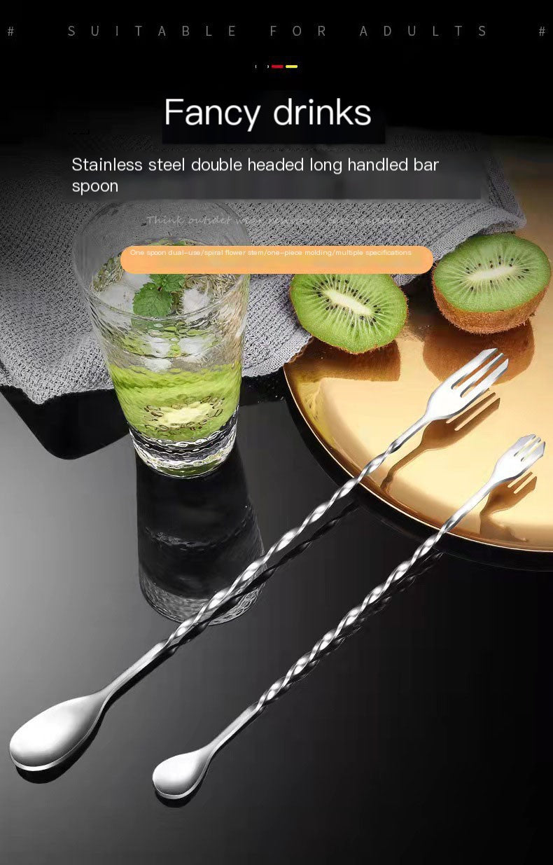 High Quality Stainless Steel Barware Tools Long Handle Twist-Cocktail Bar Spoon for Bartending Gift